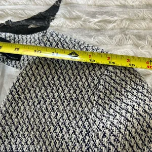 Zara Navy & Ecru Long Jacquard Blazer Jacket With Zipped Pockets Sz M Career Euc thumbnail 12