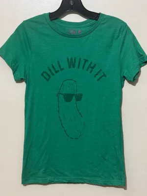 CRAZY DOG T-SHIRTS Dill With It Short Sleeve Tee S 16” p2p Green EUC thumbnail 2