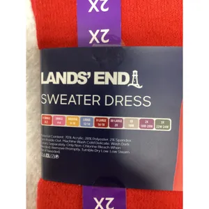 Lands End Womens Plus 2X Red Knit‎ Sweater Dress Crew Neck Relaxed Fit New thumbnail 4