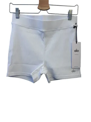 Alo GODDESS RIBBED HIGH-WAIST HOT SHORT WHITE Large NWT ( sold out) thumbnail 9