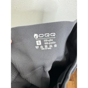 OQQ Women Ribbed Crossover High Waist Yoga Leggings Charcoal Gray Small thumbnail 3