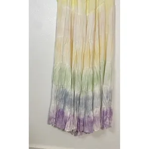 STORIA Tie Dye Maxi Dress Colorful Sleeveless Tasseled Straps Size S 100% Rayon thumbnail 14
