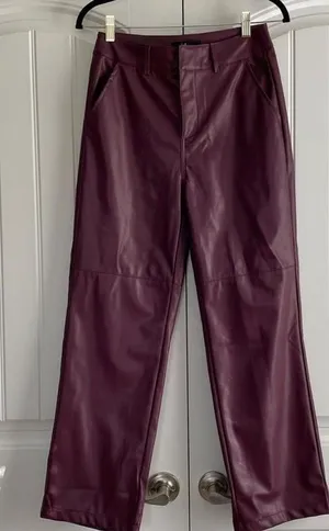 Lulus Maroon Burgundy Faux Leather Pants thumbnail 4