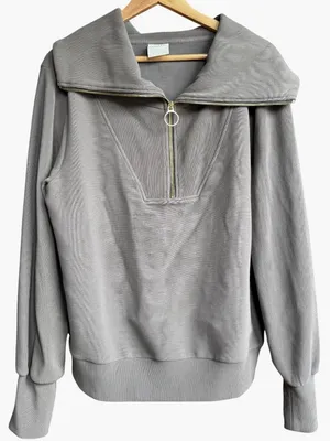 Varley Vine Half-Zip Grey Pullover‎ Sz L thumbnail 3