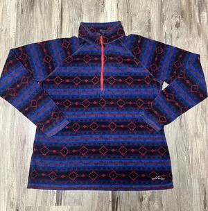 Eddie Bauer Women XL Aztec Fleece Pullover Southwestern Quarter Zip Cozy thumbnail 1
