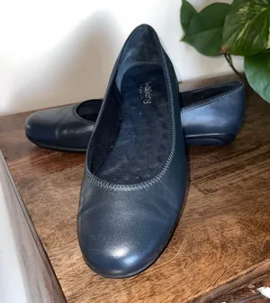 Walking Cradles Ballet‎ Flats Leather Navy Blue Comfort Shoes Women Size 7 W thumbnail 1