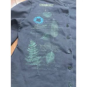 Artisans‎ Vintage Women Cardigan Dragonfly Fern Botanical Print Size XL thumbnail 3