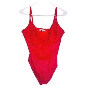 NWT Popilush Red Faux Leather Corset Shapewear Bodysuit Underwire V-Neck Medium‎ thumbnail 5