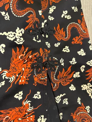 Zara Tattoo Core Y2K Dragon Mini Skirt Black Red Street Style Size L thumbnail 2