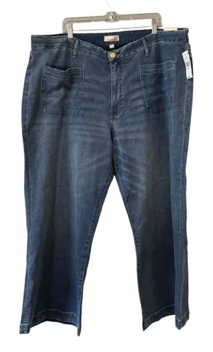 KUT From The Kloth Meg High Rise Wide Leg Women's Jeans Blue Size 24W Denim NWT thumbnail 1