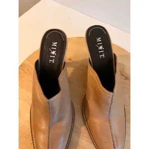 Y2K Vintage Tan Genuine Leather Western Heeled Clog Mule Size 8 Made in Brazil thumbnail 9