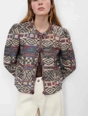 Zara Jacquard Jacket Cardigan Medium thumbnail 1