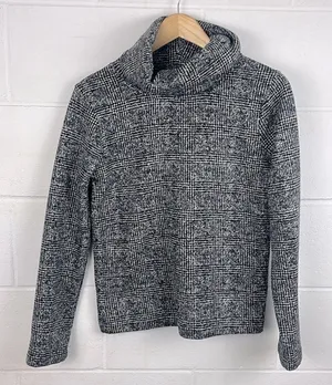 J.Crew mercantile funnel neck plaid pullover sweater Black thumbnail 1