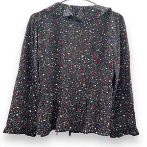 Madewell Silk‎ Ruffle-Hem Wrap Long Sleeve Top in Starry Night Size M thumbnail 5
