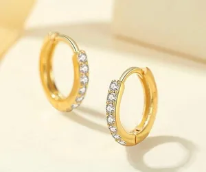 12mm CZ Small Gold Hoop Earrings for Women Men thumbnail 2