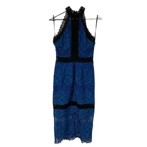 Alexis Size S Julianna Dress‎ Blue Black Lace Halter Midi Bodycon High Neck Gown thumbnail 3