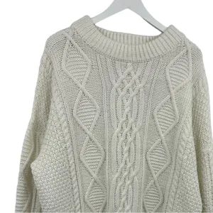 Simply Couture Fisherman Cable Knit Plus Size Sweater Cream Size 2X thumbnail 2