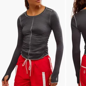 Free People FP Movement Grey Right‎ On Run Long Sleeve Top NEW thumbnail 2