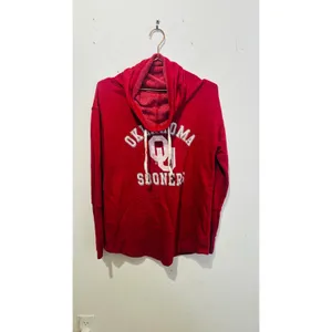 THE ORIGINAL RETRO BRAND Crimson Red Cowl Neck Pullover Distressed OU sz Large thumbnail 2