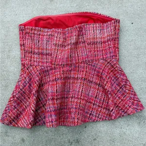 NWT Anthropologie Maeve Plaid Knitted Strapless Peplum Top Women’s Size Small thumbnail 3