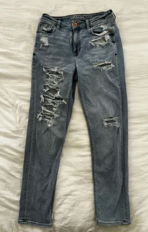 American Eagle Outfitters Men's Distressed Dark Gray Skinny Jeans thumbnail 1