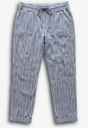 Old Navy Womens Blue White Striped Linen Blend Drawstring Jogger Pants‎ Size S thumbnail 1