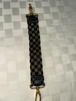 Source Unknown Black and Gold Checkerboard Woven Bag Strap with Gold Hardware thumbnail 5