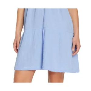 Gap Womens Gauze V Neck A Line Short Sleeve Tiered Dress Blue Size XS W Pockets thumbnail 6