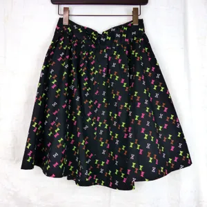 Trashy Diva Lucy Skirt Womens 10 Black Hourglass Bow Print Retro Pinup Mod 50s thumbnail 5
