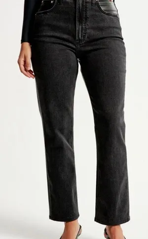 NWT Abercrombie & Fitch Curve Love Ankle Straight Ultra High-Rise Jeans thumbnail 1