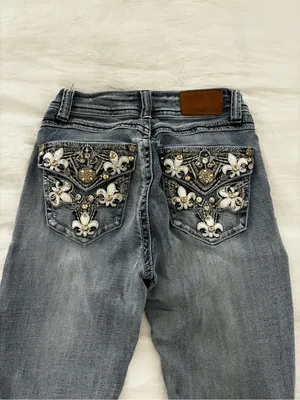 Embellished blue Flare Jeans with Decorative Back Pockets Gray Size undefined thumbnail 3