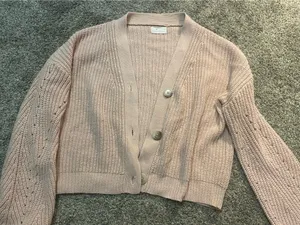 Women’s pink button up cardigan Size M thumbnail 1
