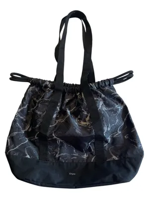 Thirty One Cinch Utility Tote Black Midnight Marble Reusable Double Strap thumbnail 3