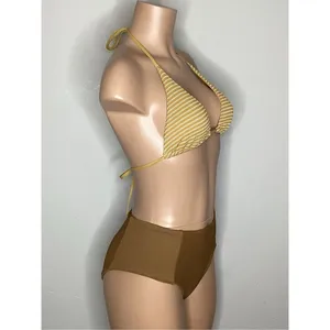 Anthropologie New. WET L.A. brown stripe bikini. Small. Retails $186 thumbnail 4
