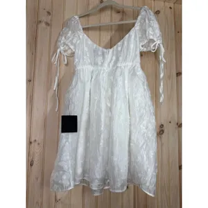 NWT Lulus Exceptionally Angelic White Floral Puff Sleeve Mini Dress Summer Sze M thumbnail 3