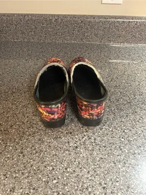 Dansko Multicolor Knit-Effect Clogs in Bright Rainbow thumbnail 3