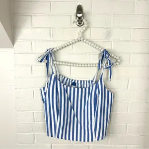 Old Navy Blue White Stripe Tie Strap Tank Top Size M thumbnail 2