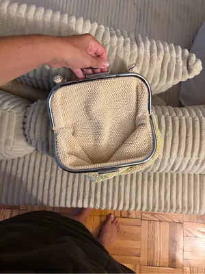 Vintage 1950s beaded reversible clutch MCM seed bead evening bag thumbnail 3