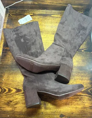 Time And Tru Brown Suede Heeled Knee High Boots‎ Size 11 thumbnail 1