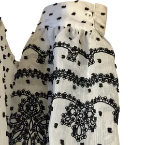 WHITE‎ HOUSE BLACK MARKET Polka Dot Embroidered Ladder Lace Blouse NWOT Small thumbnail 6