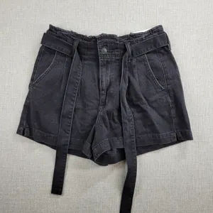 American Eagle Womens Mom Short Size 4 Black Denim‎ Paperbag Super High Rise NEW thumbnail 1