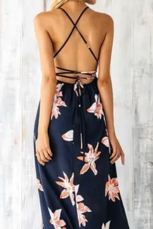 Simplee Apparel Simple floral maxi dress with amazing back size large thumbnail 2