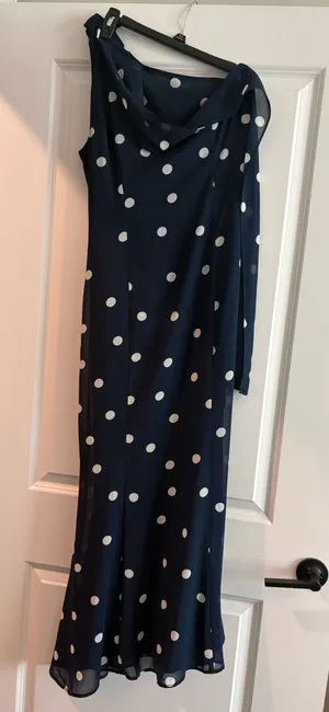 o.p.t Marshalls Navy Blue Polka Dot Dress thumbnail 1