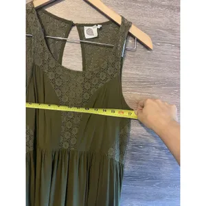 Anthropologie Lilka Dress Olive Green Rayon & Lace Sleeveless Open Back Sz S thumbnail 8