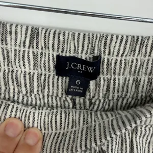 J.Crew Linen Cotton‎ Striped Drawstring Pants Black White Womens Size 6 NEW thumbnail 4