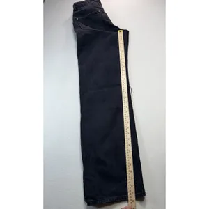 Zara Women's Jeans Size 4 Straight Wide Leg High Rise‎ Button Fly Black Denim thumbnail 7