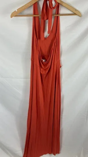 Leith orange halter tie neck maxi dress size small thumbnail 4