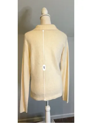VTG Floral Embroidered Cardigan SILK ANGORA Beige Size M thumbnail 6