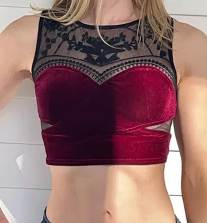 Staring At Stars Maroon Crop Top thumbnail 1