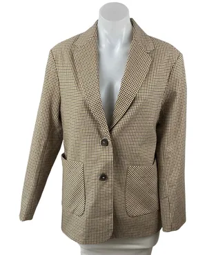 Oak + Fort Women's Plaid Check Notched Collar Long Sleeve Blazer Coat Jacket XS thumbnail 1